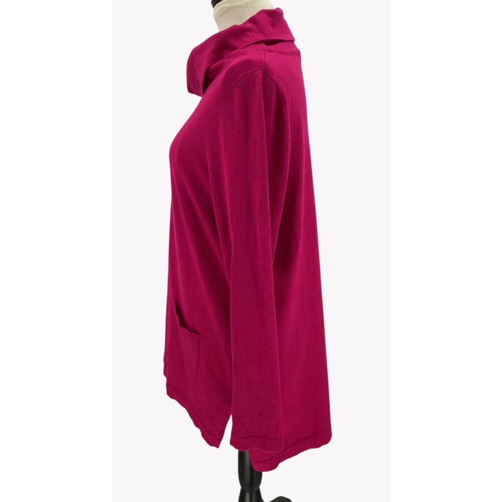 Erin London Cowl Neck Long Sleeve Fuchsia Tunic Top With Pockets  Womens Size L - Picture 5 of 7